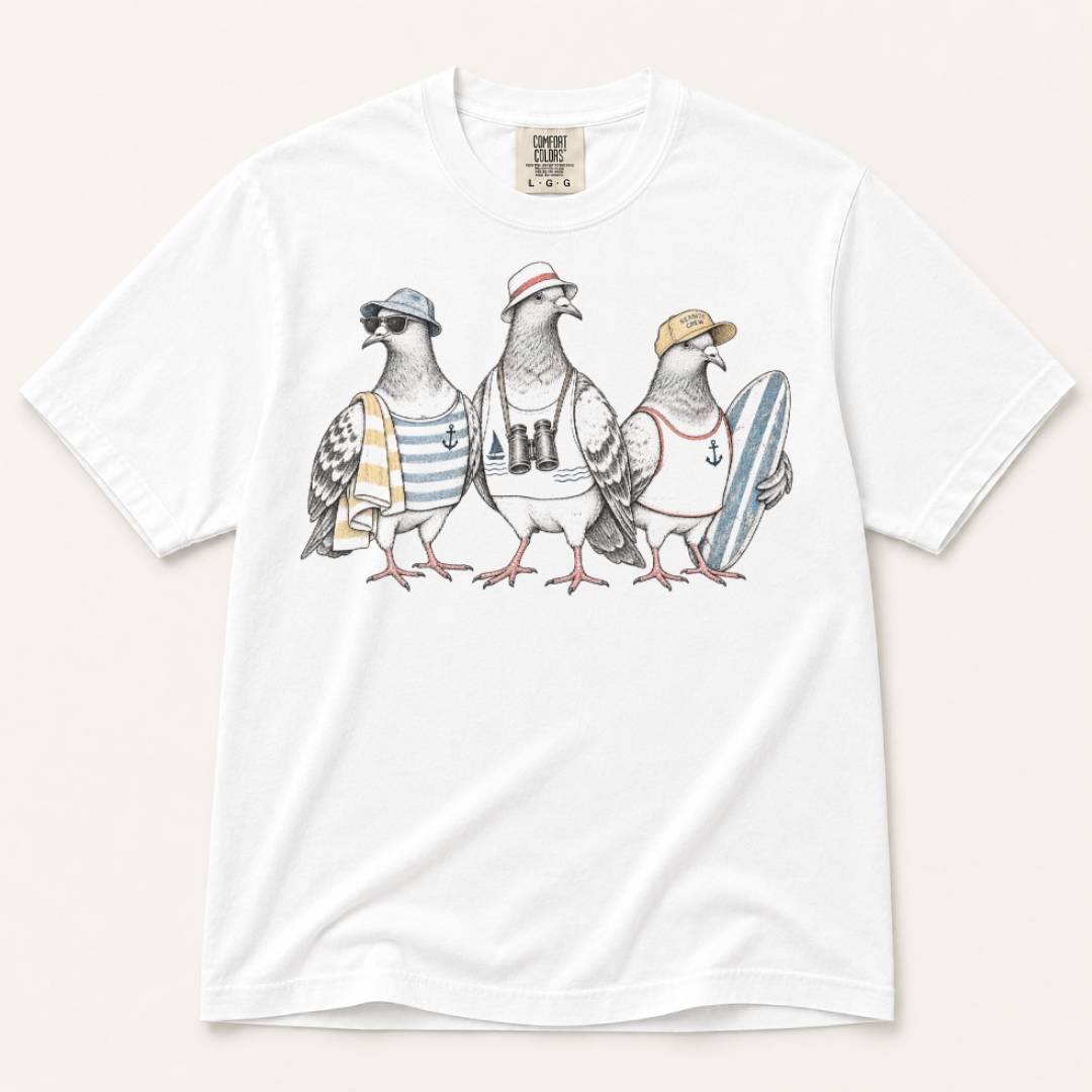 Seaside Pigeon Trio T-Shirt