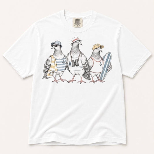 Seaside Pigeon Trio T-Shirt